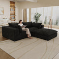Modular Boneless Sofa with Ottoman 78.8 Loveseat Cloud Sectional Couches for Living Room Deep Seat Corduroy Upholstered Couch Furniture Set No Assembly Required(Black Loveseat+1 Ottoman)