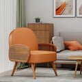 Accent Chairs Rattan Comfy Upholstered Modern Arm Chair for Living Room Chair Reading Bedroom Balcony Faux Leather Chair