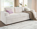 VanAcc 89in Comfy Couch 3 Seater Sofa with Wood Legs Deep Seat Sofa- White Corduroy Modern Couch for Living Room