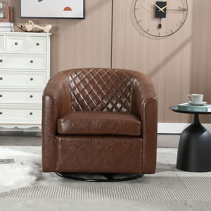 Swivel Rocker Accent ChairModern 360 Degree Swivel Barrel ChairsRound Sherpa Cozy Sofa ChairsGlide Back and Forth Armchair for Living RoomBedroomOfficeBrown