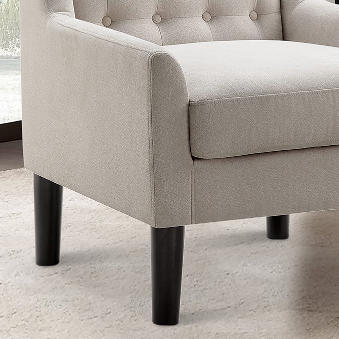 Rosevera Maci Accent ChairsMid Century Modern Armchair for Living Room Comfy Seat for Bedroom ApartmentEasy Assembly Standard Size Beige