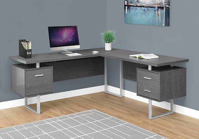 Monarch Specialties Computer 70L Desk Left or Right Facing - Grey