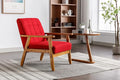 Leisure Chair with Solid Wood Armrest and Feet Mid-Century Modern Accent Chair for Living Room Bedroom