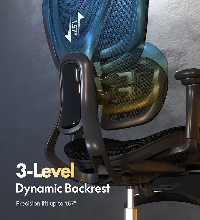 FLEXISPOT Sentinel Ergonomic Office Chair with Dual-Wing Adaptive Lumbar 3D Armrests 3-Position Recline up to 120° Height-Adjustable Backrest Premium Mesh Computer Desk Chair for Home &amp Office