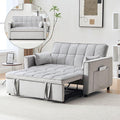 Velvet 3-in-1 Convertible Sofa Bed - USB Charging Port Adjustable Backrest Loveseat Sleeper for Small Space Apartment Versatile Futon Pull Out Couch for Living RoomGray