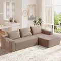 97 L Shaped Boneless Couches fo Living Room Modular Sectional Sofa Camel Corduroy Compression Couches for Small Spaces No Assembly Required (Right Facing Chaise)