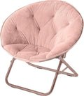 Urban Lifestyle Faux Fur Saucer Chair with Metal Frame One Size Blush