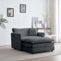 Modern Accent Chair Wide Accent Armchair with Ottoman Upholstered Single Club Chair for Living Room Bedroom (Chenille Fabric in Dark Gray 1 Seat and 1 Ottoman)
