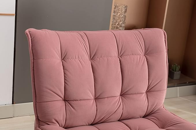 Modern Soft Velvet Fabric Material Large Width Accent Chair Leisure Chair Armchair TV Chair Bedroom Chair with Ottoman Black Legs for Indoor Home and Living RoomPink