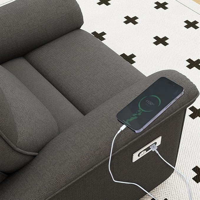 ZeHuoGe Wall Hugger Recliner Zero Wall Power Recliner Chair Electric Recliner for Living Room Fabric Reclining Armchair for Small Space Reclining Sofa for Bedroom/Apartment/RV USB Port