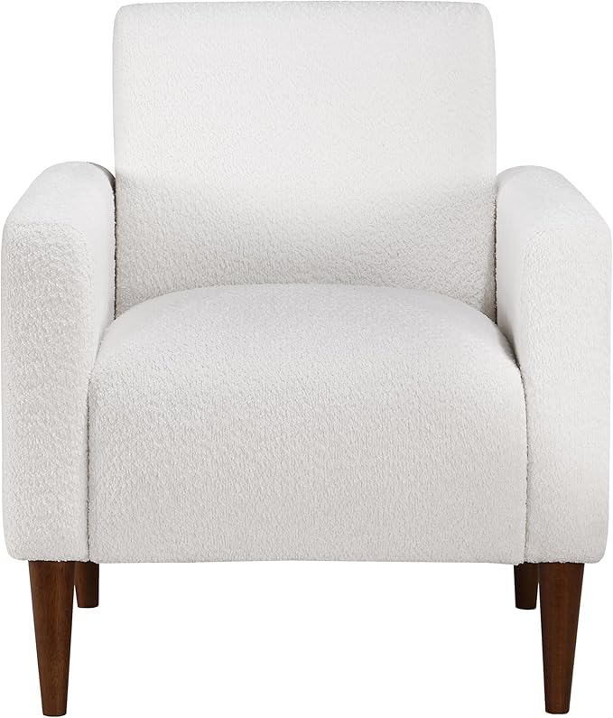 Caius Modern Arm Chair: Fabric Upholstery Pocket Spring Comfort Tapered Wood Legs for Living Room