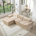 157 Cloud Sectional Couch Deep Seat Boneless Sofa for Living Room with U-Shaped Chaise Comfy Chenille Modular Sofa No Assembly Required (Coffee 118 L Shape with Left Facing Chaise)