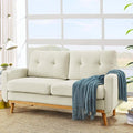 67 Velvet Loveseat Couch Modern Small Sofa with Walnut Wood Legs 2-Seater Fabric Upholstered Mini Sofa Couches for Small SpaceLiving Room Bedroom Office Dorm Apartment (Cream)