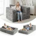 HABUTWAY Convertible Sofa Bed 3-in-1 Futon Sofa Bed with Pillow Foldable Pull Out Floor Sofa Bed with Removable Cover Plush Boneless Couch for Living Room/Bedroom/Dorm(FullLight Grey)