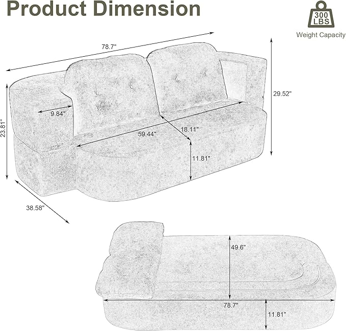 KIVENJAJA 78.7 Boneless Loveseat Convertible Folding Sofa Bed Full Size with Pillows Comfy Cloud Fold Out Couch Foldable Sleeper Sofa Bed for Living Room Small Spaces Office Apartment Green