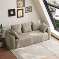 101 Curved Sofa Cloud Couch for Living Room Comfy Chenille 3-Seater Boneless Sofa Extra Deep &amp Wide Seat with 5 Throw Pillows No Assembly Needed Camel