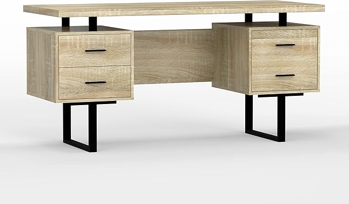 60'' Mariposa Home Office Computer Desk - Reclaimed White Oak Top Reclaimed White Oak Body Black Metal Black Hardware
