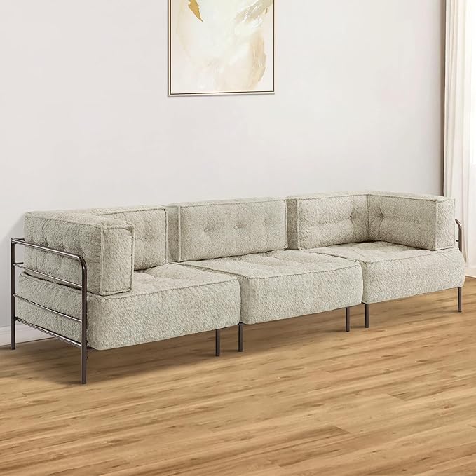 MCombo Modular Sofa Couch with Removable Cushion Accent Sofa Chair Upholstered for Living Room Apartment Office (Ivory Corner Seat)