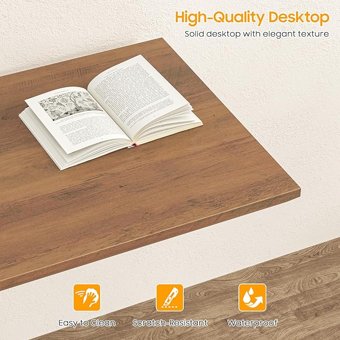 Vabches Farmhouse 59 Executive Simple Sturdy Computer DeskSpacious Workstation for Home Office Remote Work &amp StudyUnique White