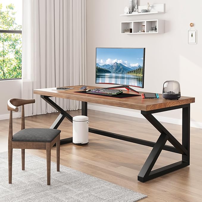 55inch Solid Wood Computer DeskLarge Office Desk Home Simple Modern Long Desk Study Writing Desk Dining Table for Home Office