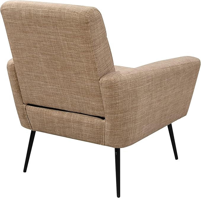 Mid Century Modern Upholstered Fabric Accent Chair Living Room Bedroom Leisure Single Sofa Chair (with Metal Legs) TV armrest seat Suitable for Small Space Home Office Coffee ChairLight Brown