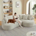 121 Modular Sectional Sofa Oversized Cloud Couch with Deep Seat L Shaped Sofa with Right Chaise Corduroy Boneless Sleeper Sofa Couch No Assembly Needed for Living Room Apartment Cream