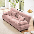 Modular Sectional Sofa Cloud Couch Comfy Chenille Loveseat for Living Room Deep Seat Modern Sectional Sofas with Round Armrests Pillows Oversized Modular Cloud Sofa for Bedroom Pink