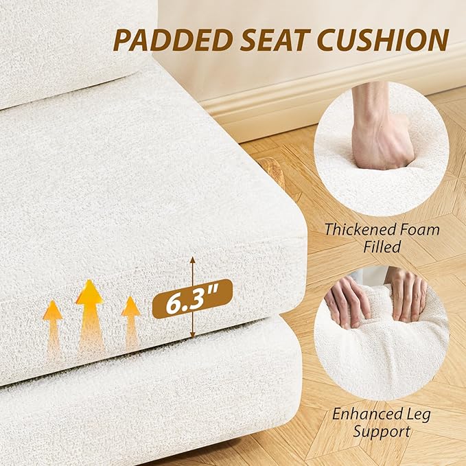 Convertible Folding Sofa Bed with Wood Frame 2-in-1 Sleeper Chair with Headrest &amp Lumbar Pillow Foldable Single Sofa Couch with High-Density Memory Foam for Living Room Guest Room Beige