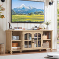 Farmhouse TV Stand for 60 Inch TV Wood Entertainment Center with Glass Door Storage Cabinet &amp Adjustable ShelvesTelevision Stands for 65 TVS TV Console Table for Living RoomBedroomNatural