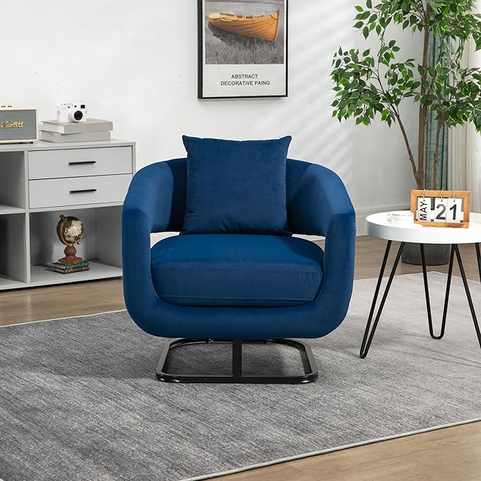 House Hold Upholstered Tufted Living Room Chair Textured Velvet Fabric Accent Chair with Metal Stand