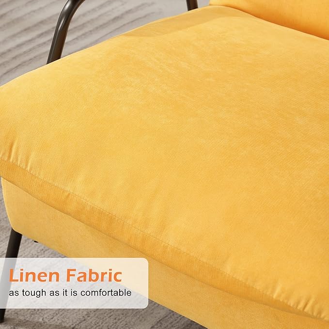 MCombo Accent Recliner Chair with Ottoman Modern Linen Fabric Armchair Upholstered Sofa Bed for Living Room Bedroom Small Space 4055 (Yellow)