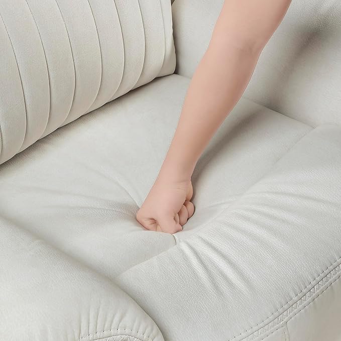 Lexicon Manual Recliner Chair Polished Microfiber Reclining Sofa Chair Home Theater Seating Wall Hugger Manual Recliner for Living Room/Office/Apartment Beige