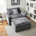 Gexpusm Oversized Accent Chair with OttomanOversized Chaise Lounge Chair Indoor with Deep SeatReading Chair Comfy Chenille Sofa Couch Chair for Living Room Bedroom Modern Lounge Chair (Grey)