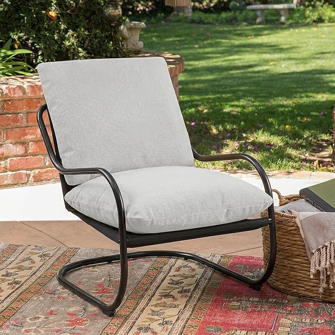 Peace nest Modern Accent Chair Comfy Living Room Suspended Chair Bedroom Armchair with Mental Frame Comfortable Upholstered Cushion for Balcony Lounge Reading Meeting Room Light Grey