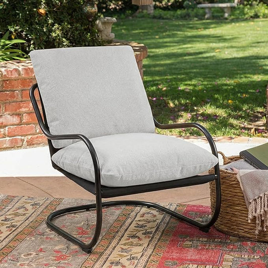 Peace nest Modern Accent Chair Comfy Living Room Suspended Chair Bedroom Armchair with Mental Frame Comfortable Upholstered Cushion for Balcony Lounge Reading Meeting Room Light Grey