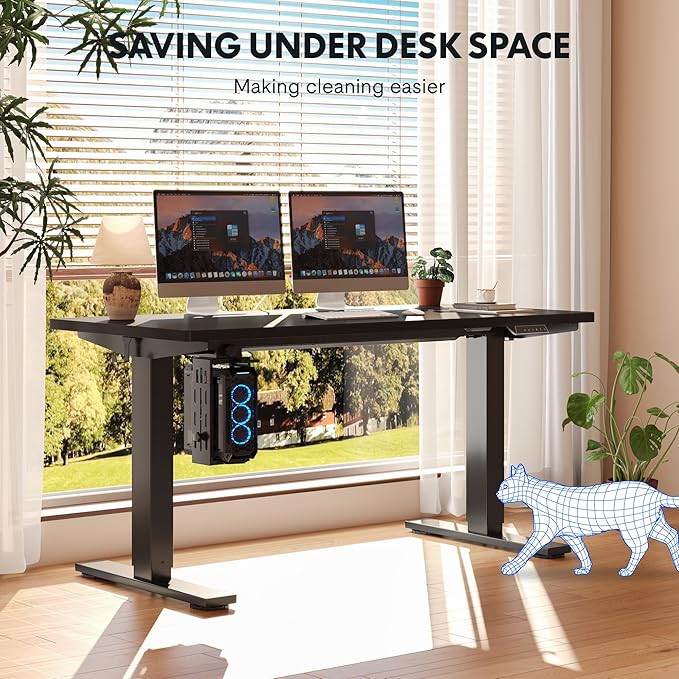 FLEXISPOT EN2 55''x28'' Electric Standing Desk with PC Stand Bundle 1 Whole-Piece Desktop Easy-to-Install Hanging Design PC Mount Bundle for Home Office Game &amp Small Spaces Black