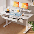 COMHOMA Electric Standing Desk with Drawers 48 x 24'' Sit Stand up Desk with Monitor Stand Laptop Stand Height Adjustable Ergonomic Home Office Computer Desk with Memory Preset Controller