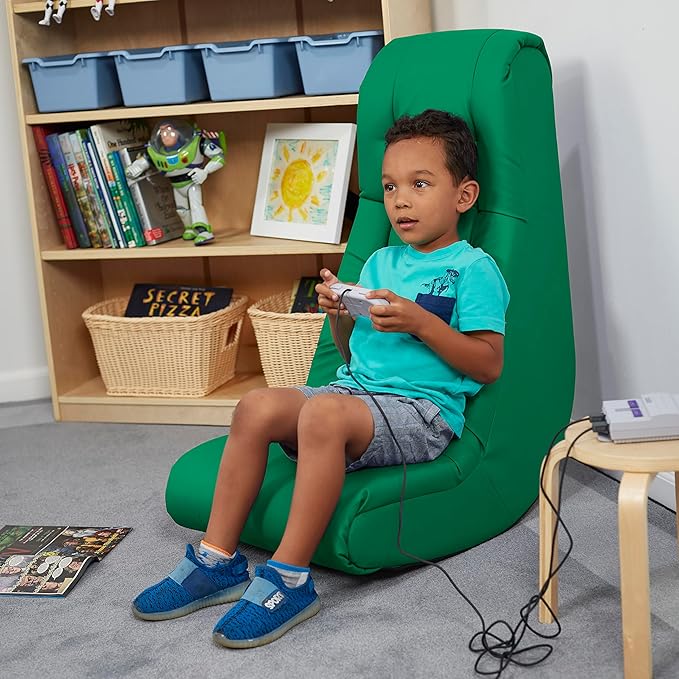 Factory Direct Partners Soft Tufted Floor Rocker - Cushioned Ground Chair for Kids Teens and Adults - Great for Reading Gaming Meditating TV - Green 10488-GN