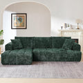 110 Inch Cloud Sectional CouchModern Upholstered Sofa with Deep SeatChenille Boneless Couches with L-Shape ChaiseSponge Compressed Couches for Living Room (Dark Green Left Facing Chaise)