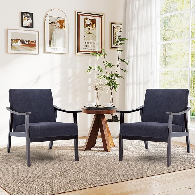 Rovibek Accent Chair for Bedroom - Midcentury Modern Accent Chair with Arms Upholstered Armchair with 5.1in Thick Foam Comfy Chairs for Living Room