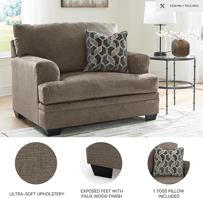 Signature Design by Ashley Stonemeade Contemporary Upholstered Oversized Chair with Reversible Cushion Gray