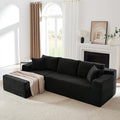 103'' Modular Sectional Sofa with Deep Seat Comfy L Shaped Couch Modern Cloud Couch with Oversized Chaise Corduroy No Assembly Required for Living Room Bedroom Black