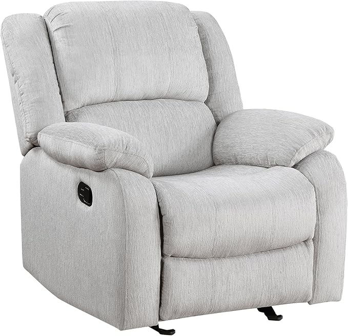 Lexicon Manual Glider Recliner Sofa Chair Home Theater Seating Wall Hugger Manual Reclining Nursery Chair for Bedroom/Living Room/Office/Apartment Grey Chenille