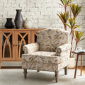 HULALA HOME Accent Armchair with Print Floral Pattern Comfy Upholstered Living Room Accent Chair with Retro Wooden Legs &amp Nailhead Trim Fabric Sofa Chair Reading Chair for Office Bedroom Gingen