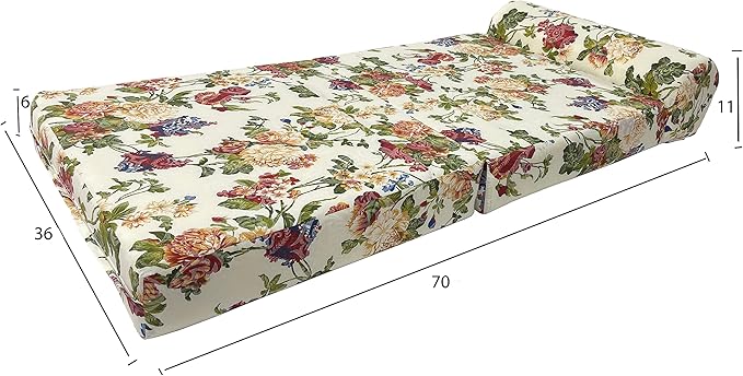 D&ampD Futon Furniture Sleeper Chair Folding Foam Beds Portable Studio Guest Sofa Bed (Big Roses 70 x 36 x 6)