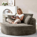 Oversized Round Chair Lounge Chaise Indoor 53.5 Corduroy Boneless Round Chair Fluffy Single Deep Seat Cloud Sofa Chairs Modern Circle Chaise Lounge for Bedroom Living Room Camel