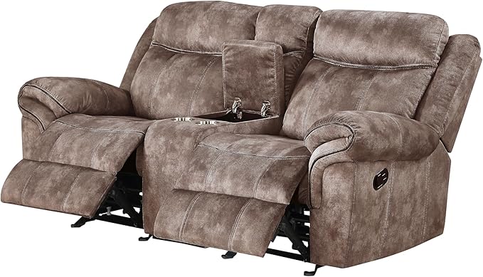 Acme Zubaida Reclining Loveseat with USB Dock and Console in Chocolate Velvet