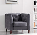Kittleson Classic Chesterfield Velvet Accent Chair with Elegant Button Tufted Backrest Square Legs High-Density Foam &amp Accent Pillows Arm Chair for Living Room Chair Grey