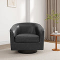 Lumibee Faux Leather Swivel Barrel Chairs Upholstered Comfy Round Swivel Accent Chair 360° Rotation Single Sofa Club Armchair for Living Room Reading Room Bedroom Black