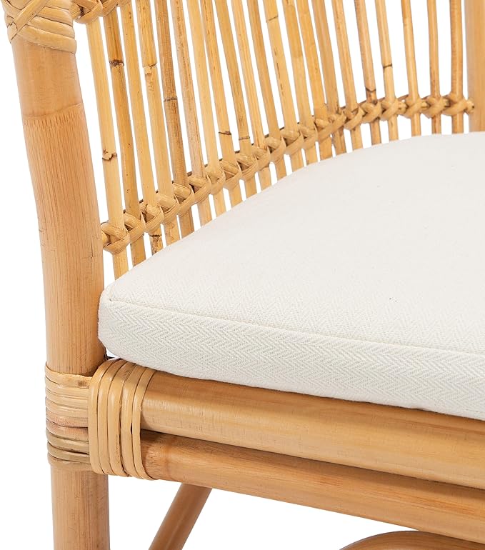 Safavieh Home Collection Olivia Rattan Cushion Accent Chair Natural/White
